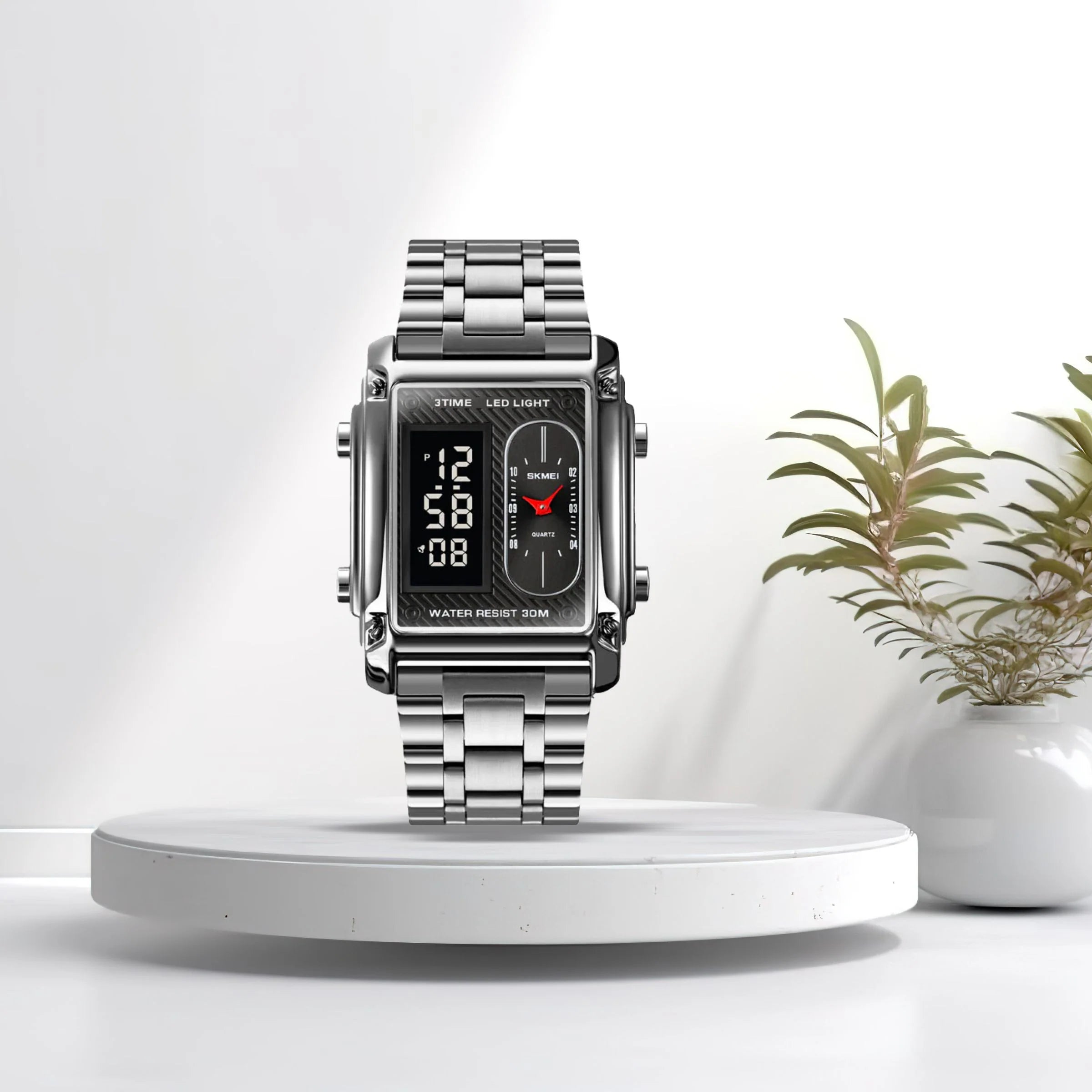 SKMEI Dual Display Digital & Analog Watch | LED Light | Water Resistant