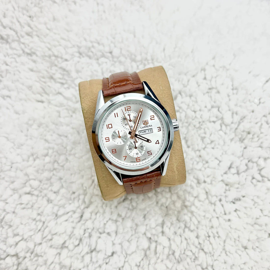 Classic Elegance: TAG Heuer Carrera on Brown Leather