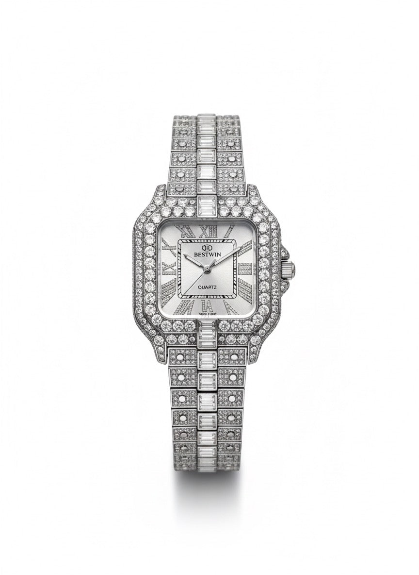 Iced Out Square Face Watch - BESTWIN Bling Diamond Quartz Men's/Women's