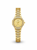 MARIGA Gold-Tone Quartz Watch for Women with Crystal Paved Bezel and Bracelet