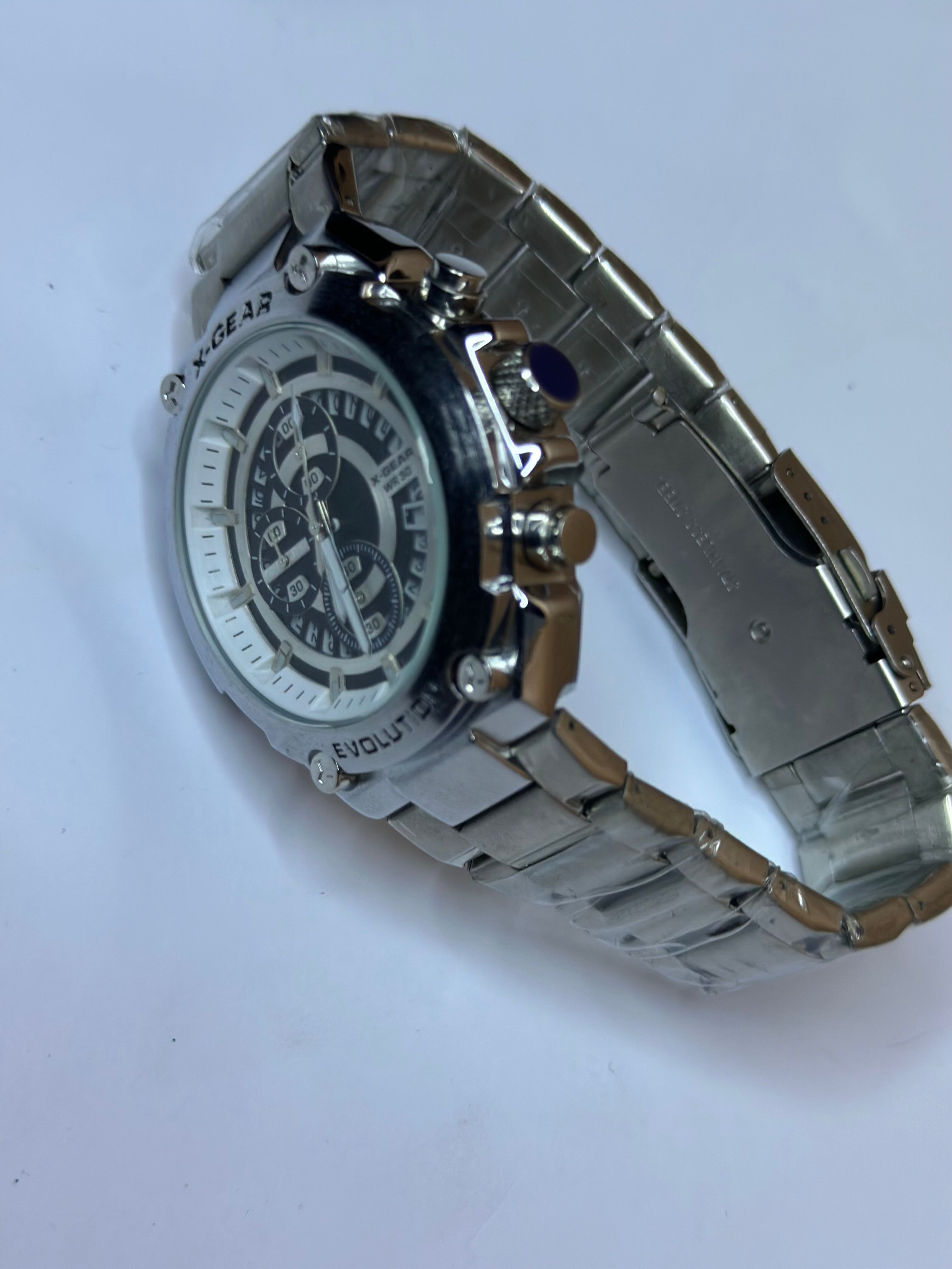 X-Gear Evolution Stainless Steel Chronograph-Style Men’s Watch – Silver Heavyweight Premium Design