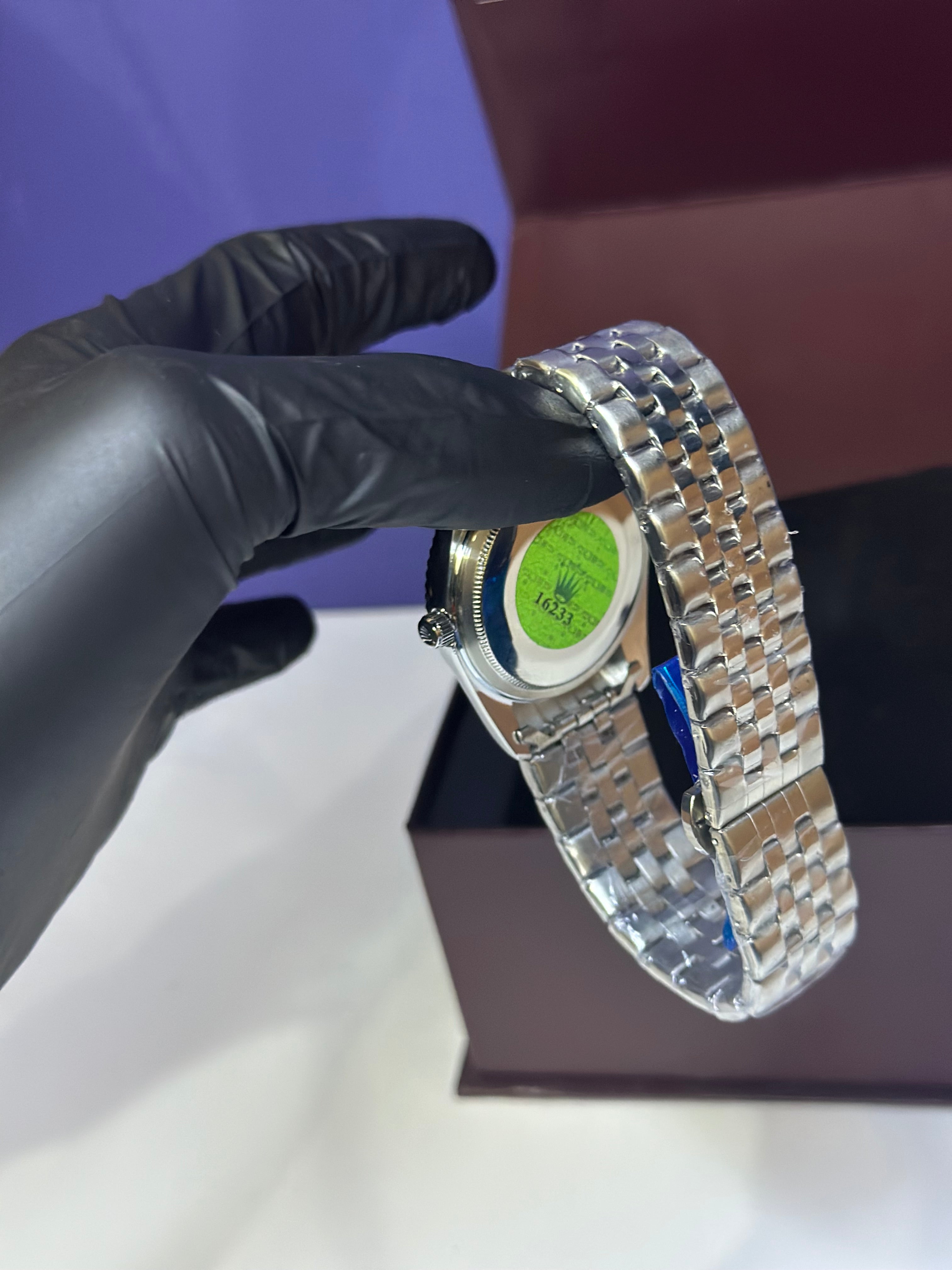 Rolex Datejust Style Watch – Olive Green Palm/Motif Dial – Jubilee Bracelet