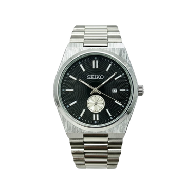 Elegant Seiko Dress Watch with Textured Dial and Sub-Seconds Display
