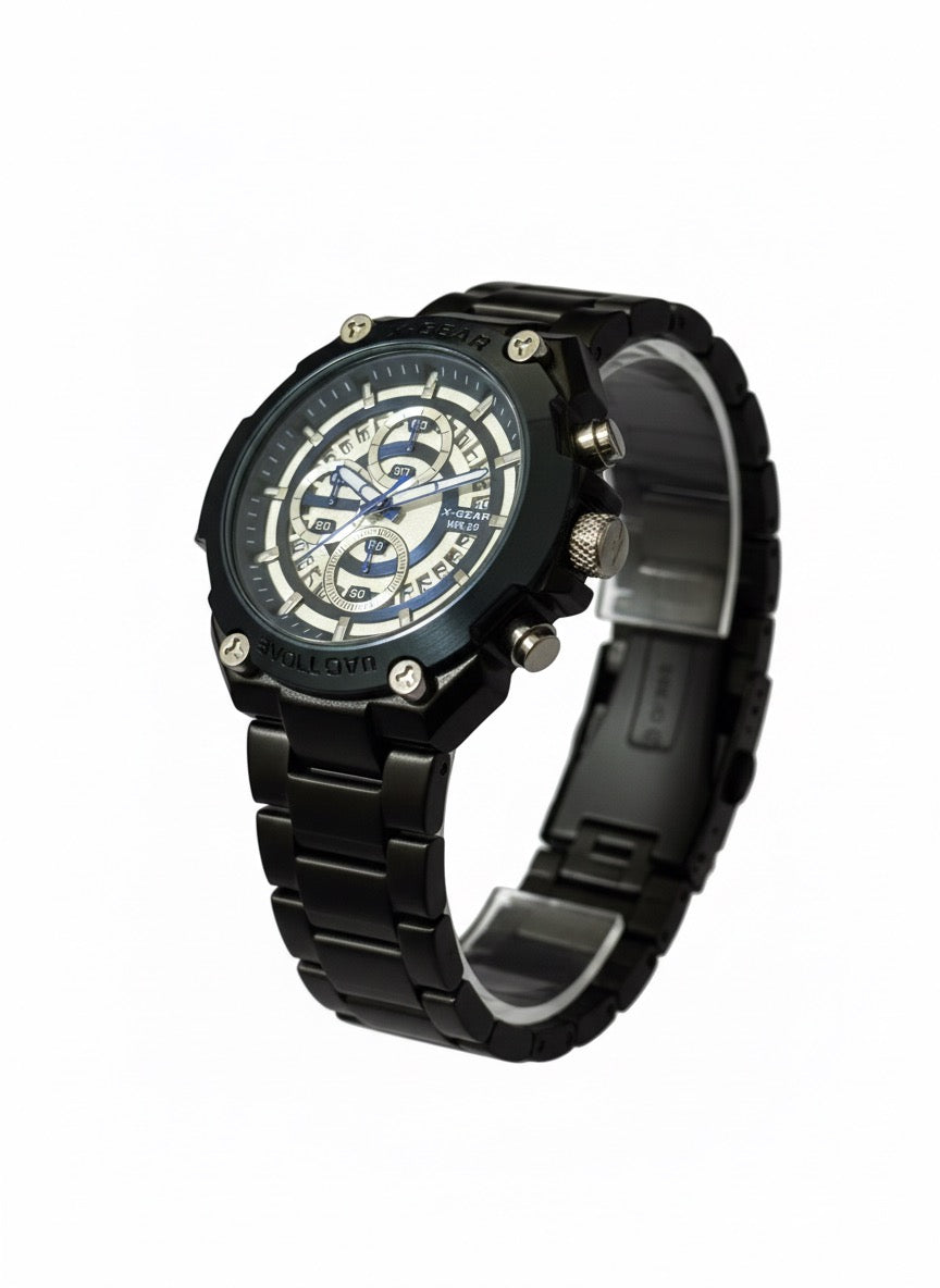 X-Gear ChronoMax Heavy-Duty Men’s Analog Watch – Black Steel | Multi-Function Dial