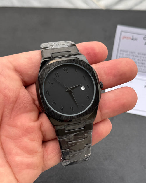 Arabic Aura Black Watch | Premium Chain Quality