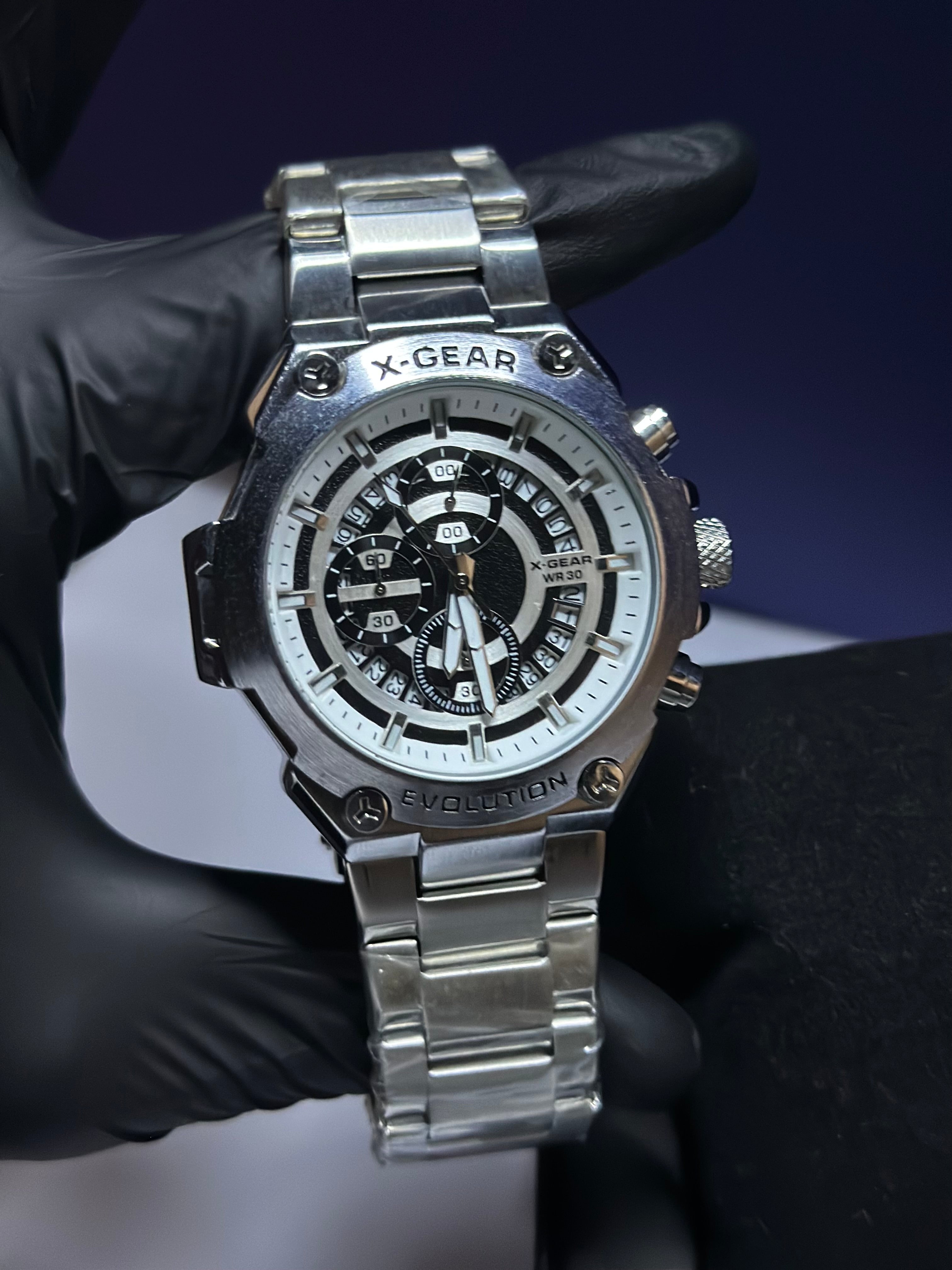 X-Gear Evolution Stainless Steel Chronograph-Style Men’s Watch – Silver Heavyweight Premium Design