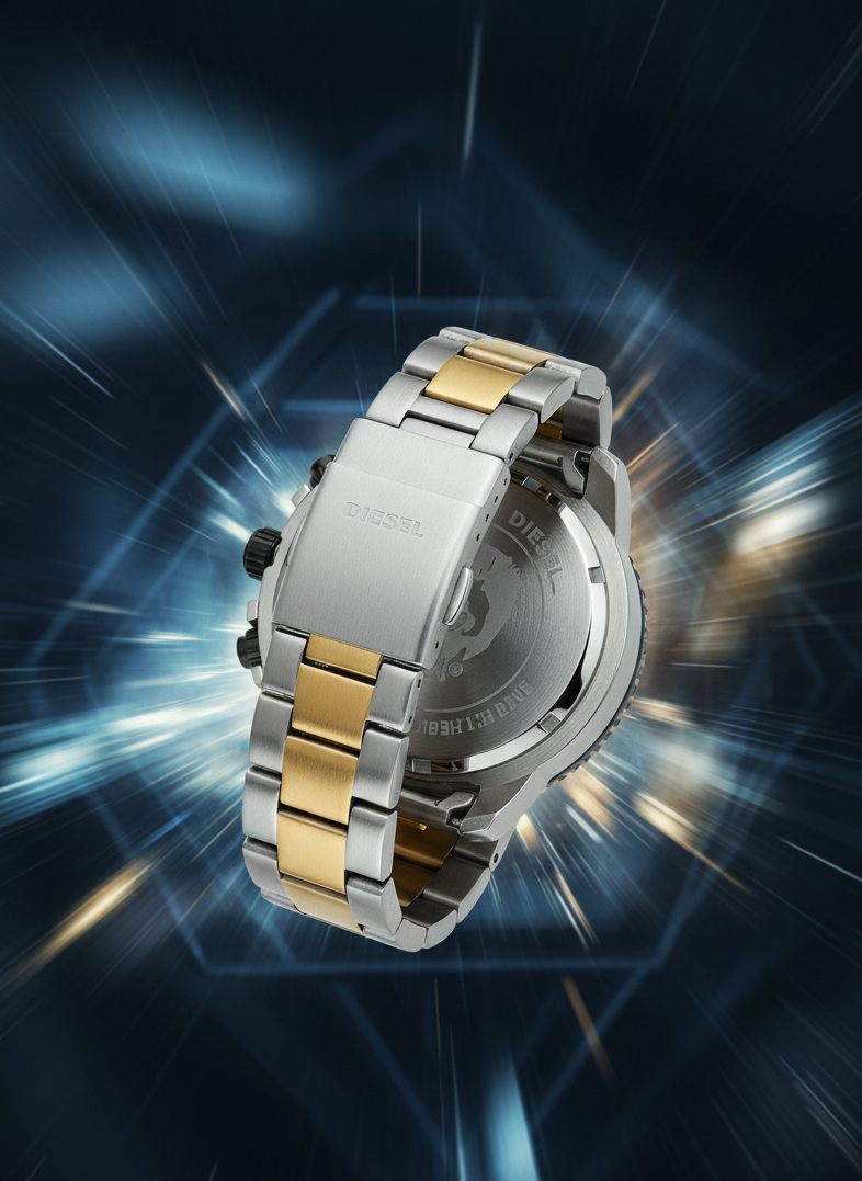 DIESEL Mega Chief Chrono | Black Dial, Two-Tone Steel Bracelet | The Brave