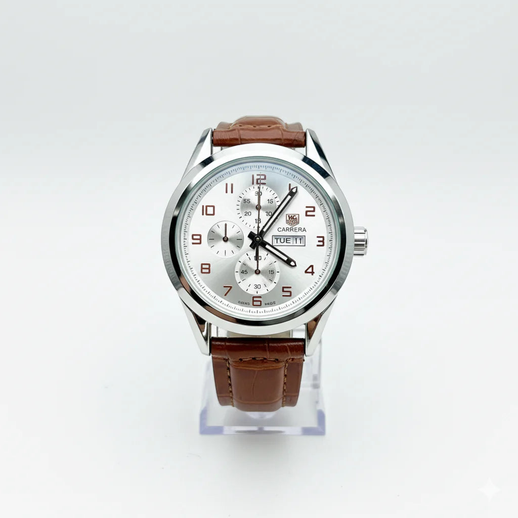 Classic Elegance: TAG Heuer Carrera on Brown Leather