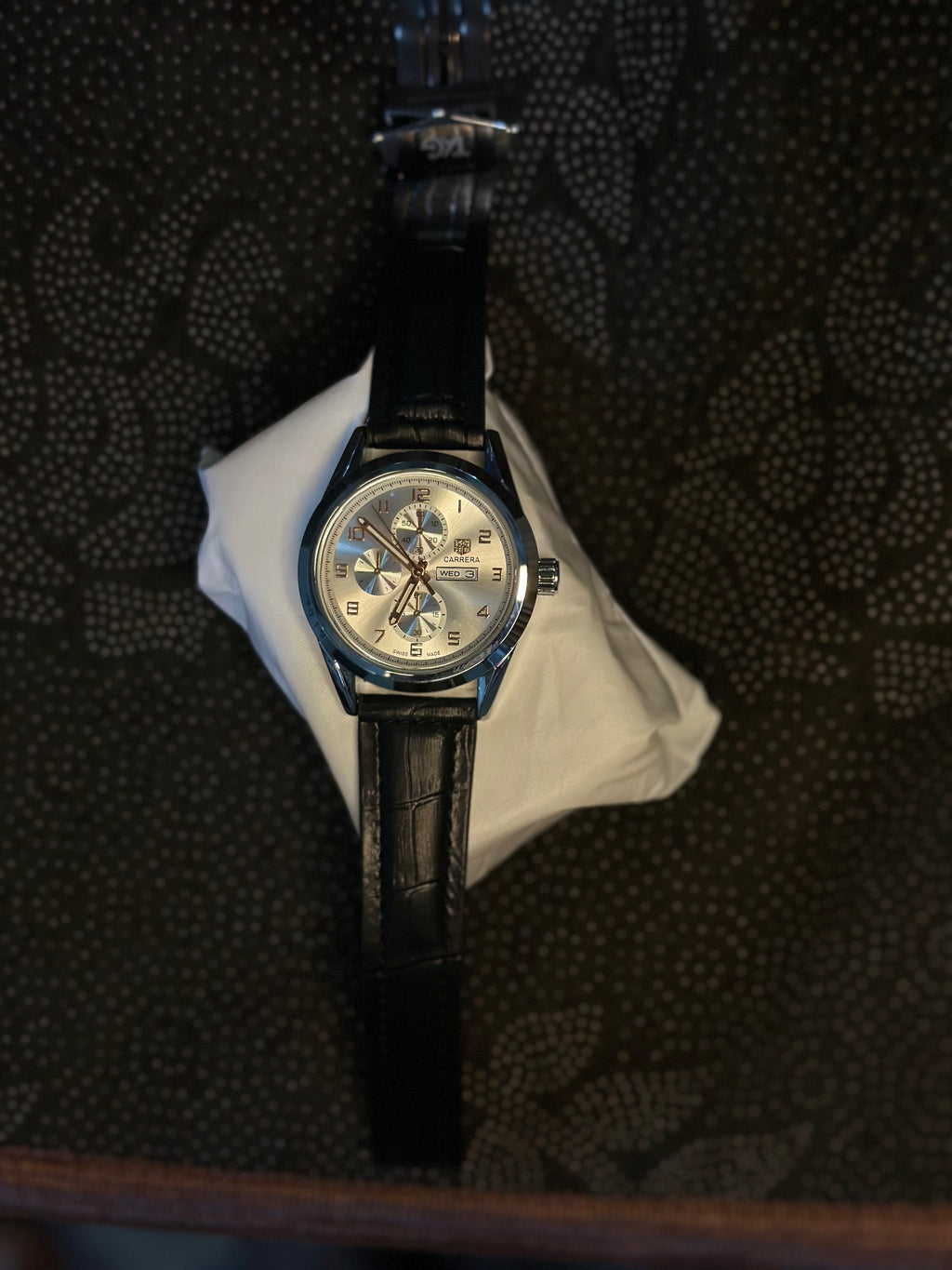 Tag Heuer Carrera black leather straps