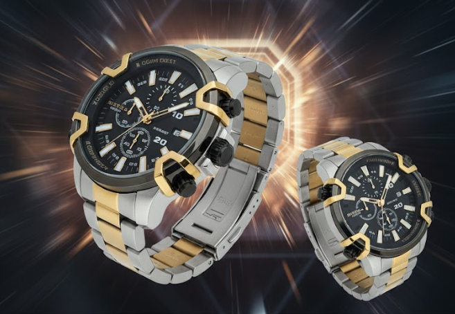DIESEL Mega Chief Chrono | Black Dial, Two-Tone Steel Bracelet | The Brave