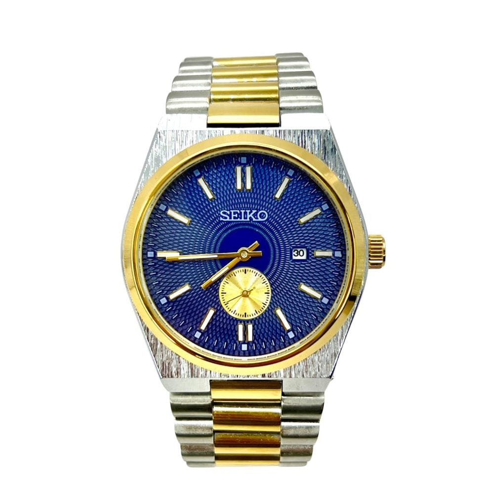 Elegant Seiko Dress Watch with Textured Dial and Sub-Seconds Display