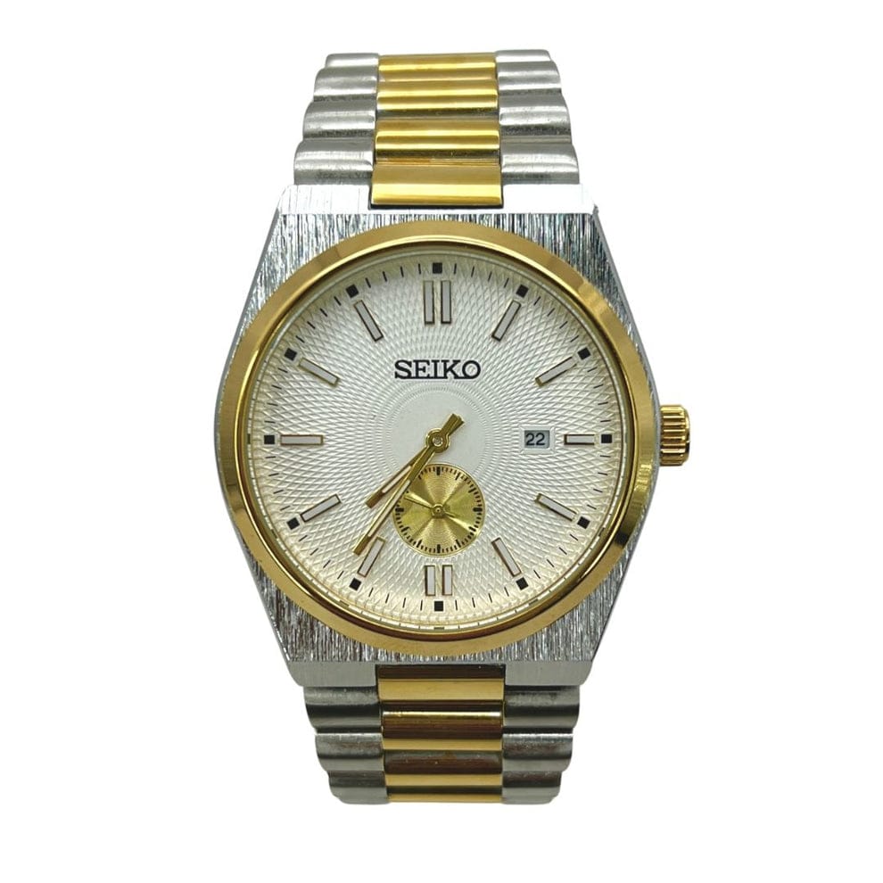 Elegant Seiko Dress Watch with Textured Dial and Sub-Seconds Display