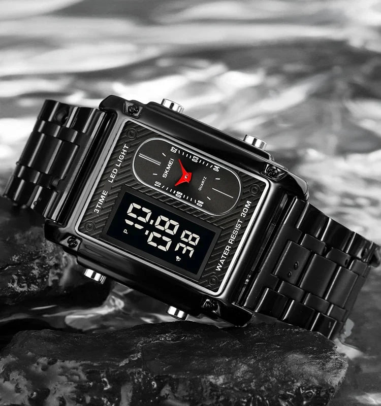 SKMEI Dual Display Digital & Analog Watch | LED Light | Water Resistant